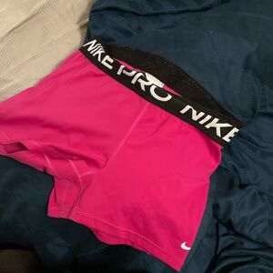 Nike Women's Fuchsia Pro Athletic Shorts